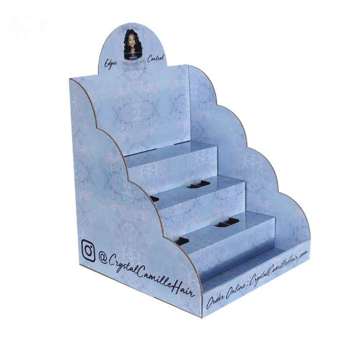 Customized Black Color 4 Tiers Cardboard Eyelash Cosmetic Products Display Stand - Image 3