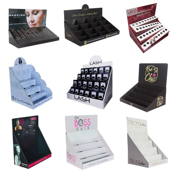 Customized Black Color 4 Tiers Cardboard Eyelash Cosmetic Products Display Stand - Image 2